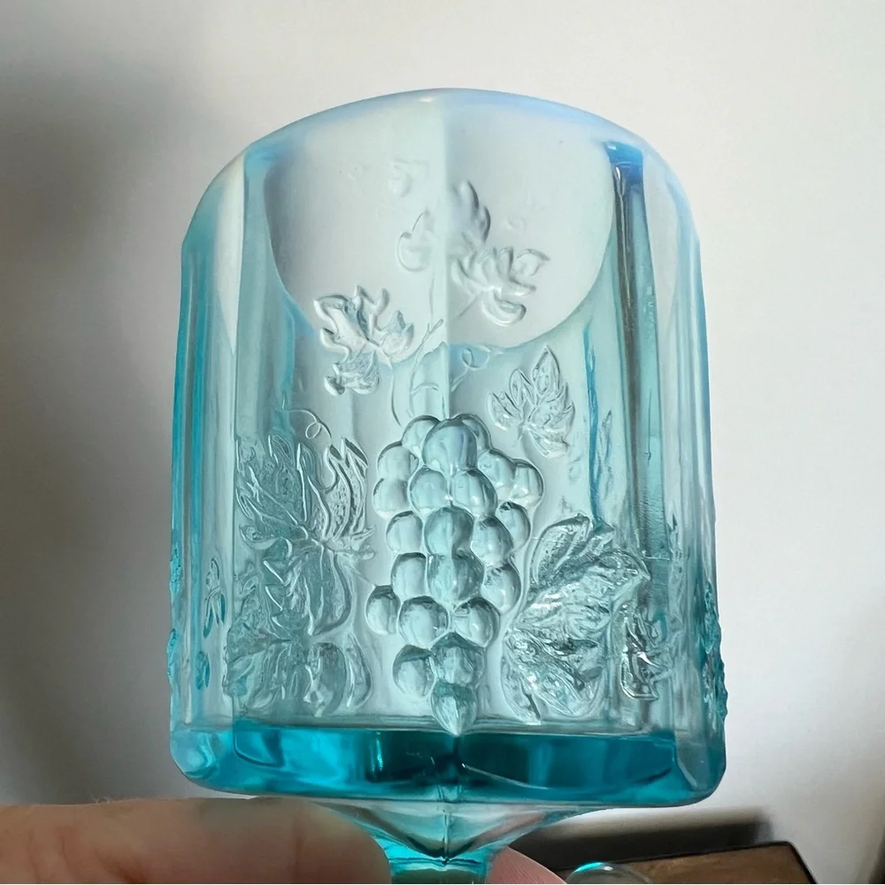WESTMORELAND Vintage Paneled Grape Blue Opalescent Water Goblets - Set of 4
